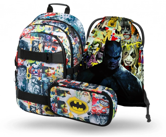 BAAGL 3 SET Skate Batman Comics : sac à dos, trousse, sac