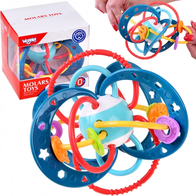 Woopie jouet sensoriel 2-en-1 hochet et anneau de dentition montessori