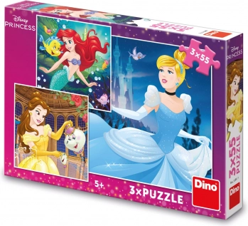 Puzzle DISNEY PRINCESS 3×55 pièces