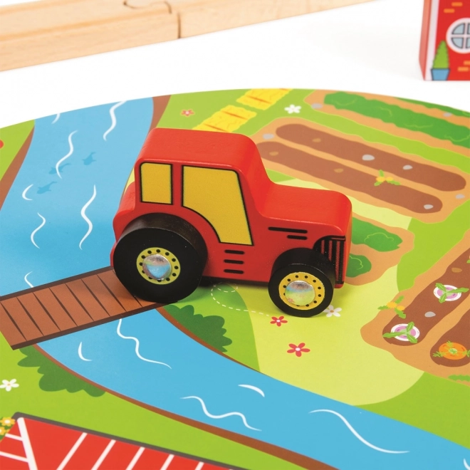 Bigjigs Rail Circuit en bois avec route de campagne 80 pièces