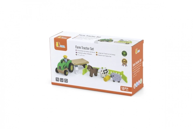 Tracteur en bois avec petits animaux