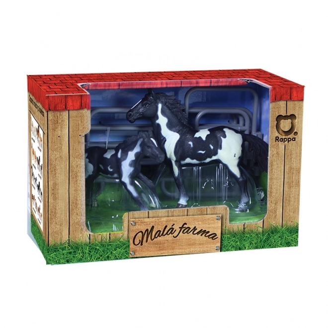 Ensemble Chevaux avec Enclos Noir et Blanc