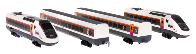 Grande boîte ferroviaire avec voie