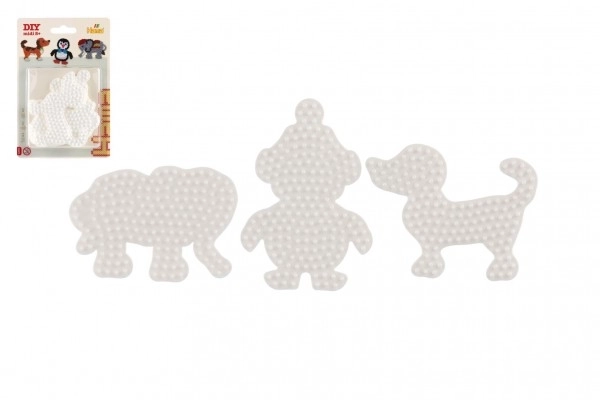 Plaque pour perles à repasser Hama MIDI éléphant, pingouin, chien en plastique 3 pièces sur carte 12x18x3cm