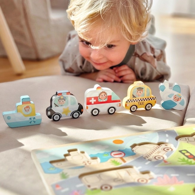 Puzzle en bois Montessori ville
