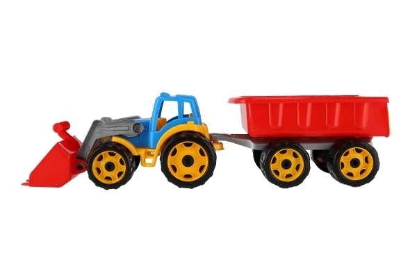 Tracteur/chargeur/pelleteuse avec remorque en plastique allongé pour mouvement libre 2 couleurs en filet 16x61x16cm