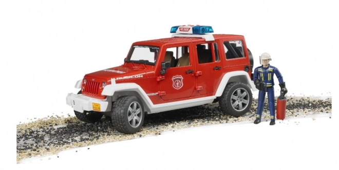 Jeep Wrangler de pompier rouge avec figurine et accessoires