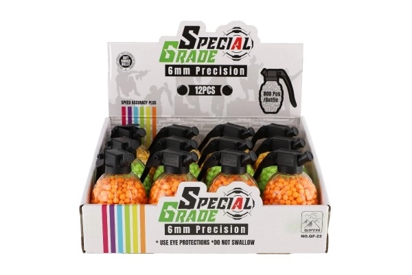 Billes pour pistolet 800pcs 6mm gomme 10cm en grenade 3 couleurs