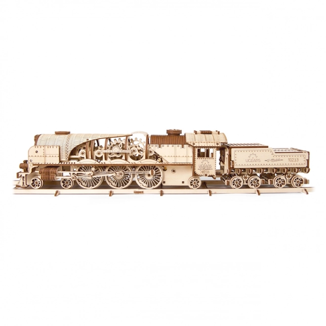 Puzzle 3D Ugears - Locomotive V-express avec wagon 538 pièces