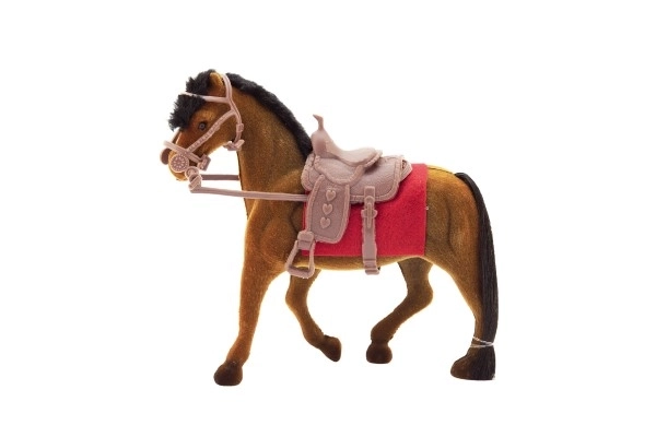 Cheval en peluche avec selle 18cm 3 couleurs dans boîte 16x16,5x5,5cm