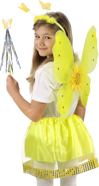 Déguisement enfant tournesol avec ailes, jupe et baguette