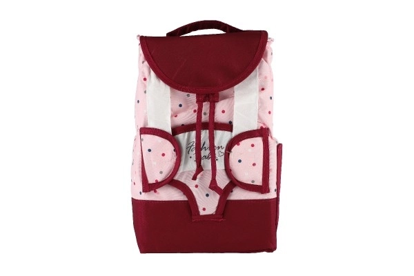 Sac à dos avec porte-bébé pour poupée tissu 17x26cm avec accessoires pour poupée en sachet