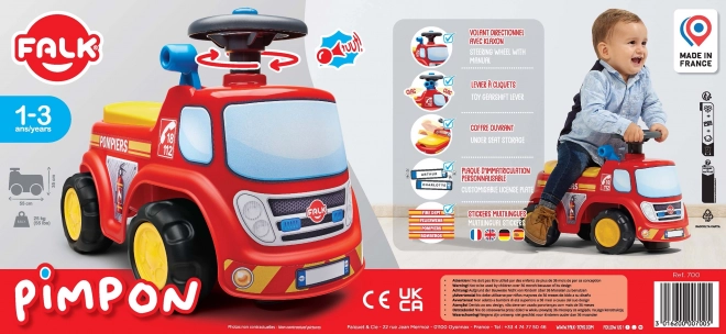 Camion de pompier roulant avec klaxon pour enfants par FALK