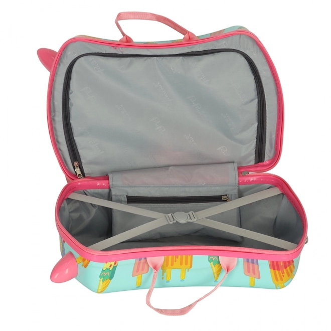 Valise pour enfants à roulettes avec motif de crème glacée
