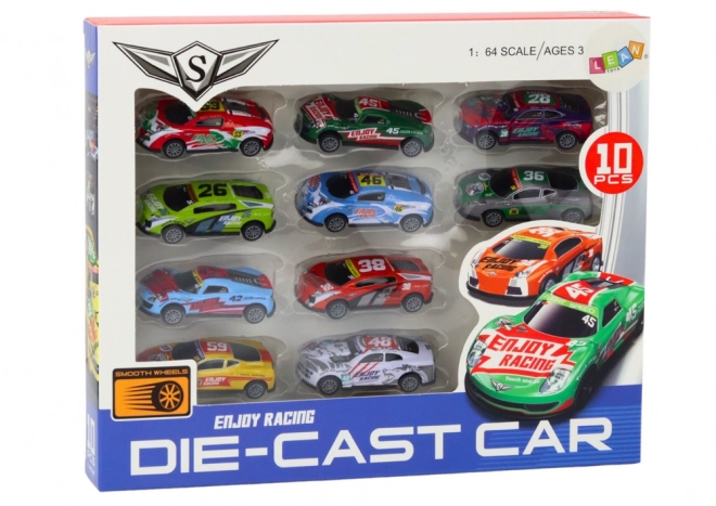 Jeu de Voitures Miniatures Cars Sport Racing 1:64 10 pcs.