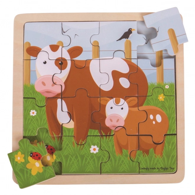 Puzzle Bigjigs Toys - Vache avec veau