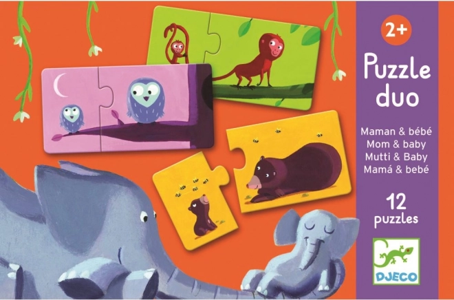 Puzzle DJECO Mamans et Petits Animaux 12x2 pièces