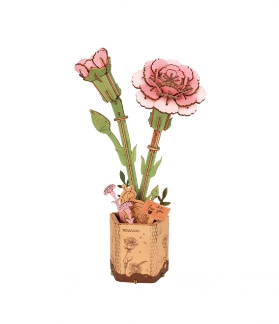 Puzzle 3D en bois Œillet Rose