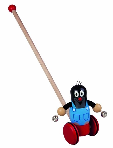 Pousseur sur bâton avec Krteček et grelots - 55 cm