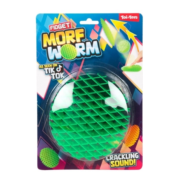 Ver de gadget changeant de forme anti-stress plastique 13cm 6 couleurs sur carte