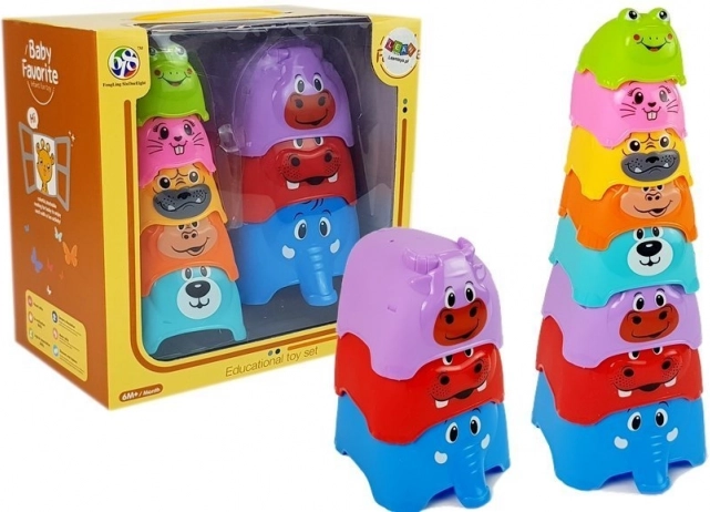 Pyramide avec gobelets en plastique pour bébé Animaux