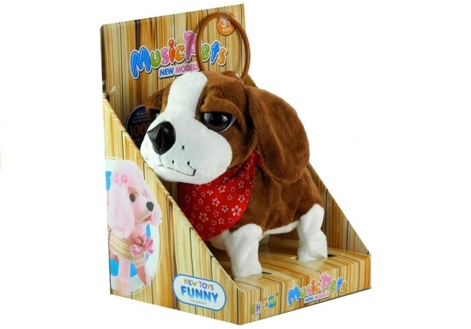 Chien en peluche interactif avec laisse et chant