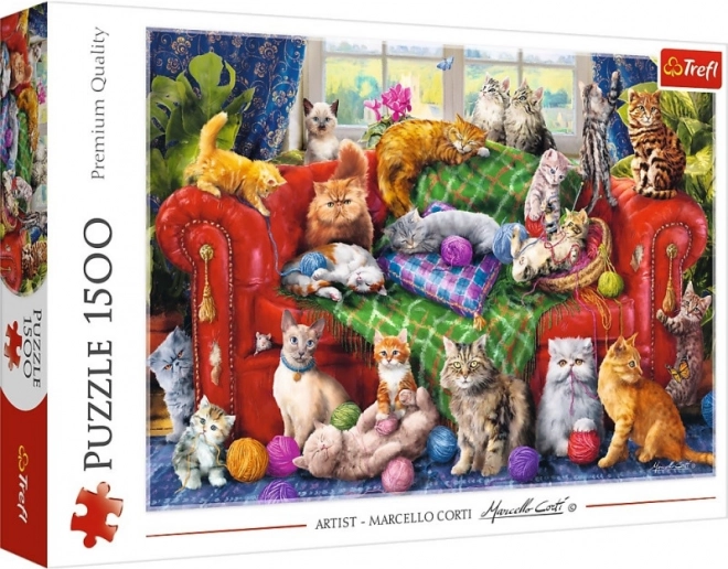 Puzzle Chats sur le canapé 1500 pièces TREFL