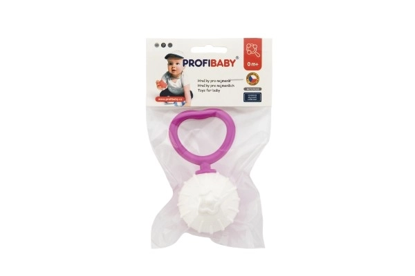 Hochet boule rétro plastique 18cm diamètre 5cm mix couleur dans un sac 0m+