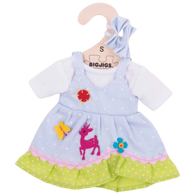 Robe à pois bleue avec cerf pour poupée BIGJIGS