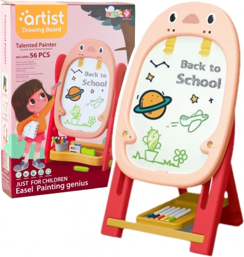 Tableau magnétique double face avec jeux pour enfants rose