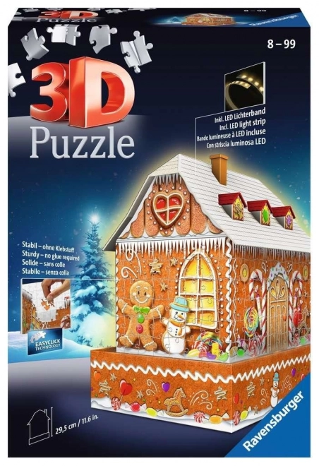 RAVENSBURGER Puzzle 3D lumineux Édition de nuit Maison en pain d'épices 216 pièces