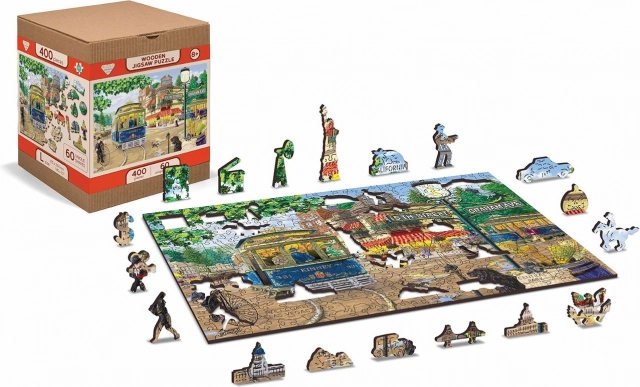 Puzzle en bois WOODEN CITY Rue victorienne 2-en-1, 400 pièces
