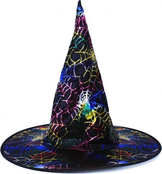 Chapeau de sorcière avec toiles d’araignée colorées pour adultes