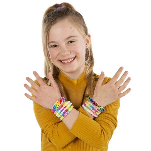 Fais ton propre bracelet 700+ élastiques, perles + outils + métier à tisser pour bracelets dans une boîte 30x24cm