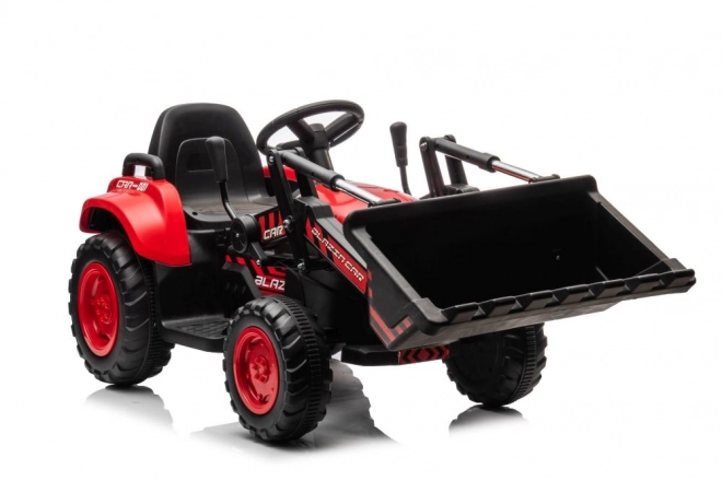 Tracteur rouge pour enfants avec batterie rechargeable et godet