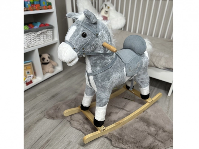 Grand cheval à bascule gris + queue mobile et museau ZA5441