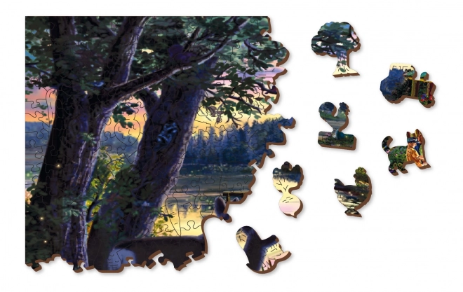 Wooden City Puzzle en bois Soirée dans la maison au bord du lac 2 en 1, 505 pièces EKO