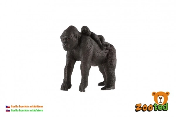 Gorille des montagnes avec bébé en plastique 9cm en sachet