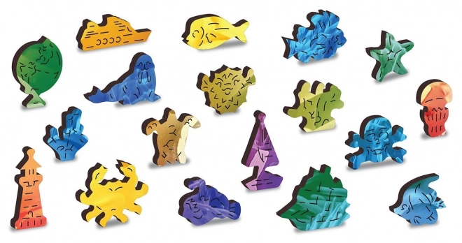 Puzzle en bois poissons tropicaux deux fois différemment