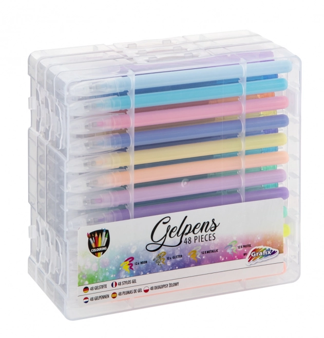 Stylos gel dans une boîte en plastique 48 pcs