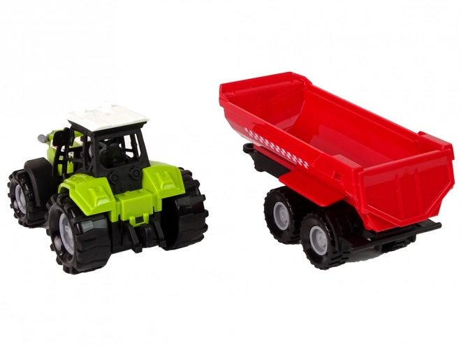 Tracteur vert avec remorque rouge Son