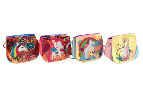 Sac arc-en-ciel licorne en plastique 4 couleurs dans un sachet 17x15x3cm