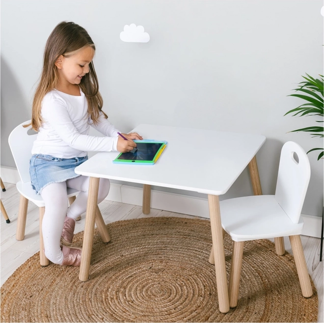 FreeOn Table en bois avec chaises Athena blanc