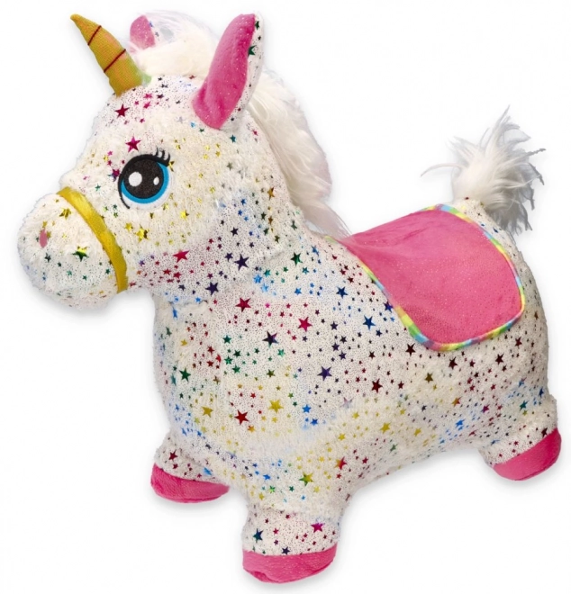 Licorne sauteur gonflable avec housse en peluche