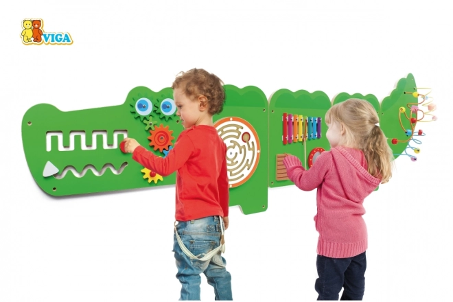 Panneau mural en bois de Montessori - crocodile
