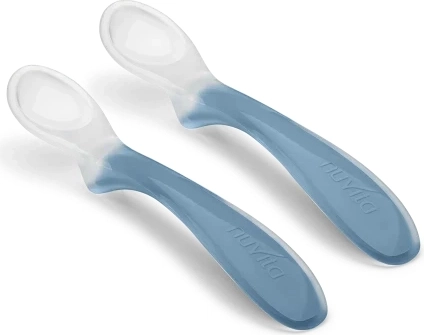 Set de cuillères en silicone pour enfants, powder blue, 2 pcs