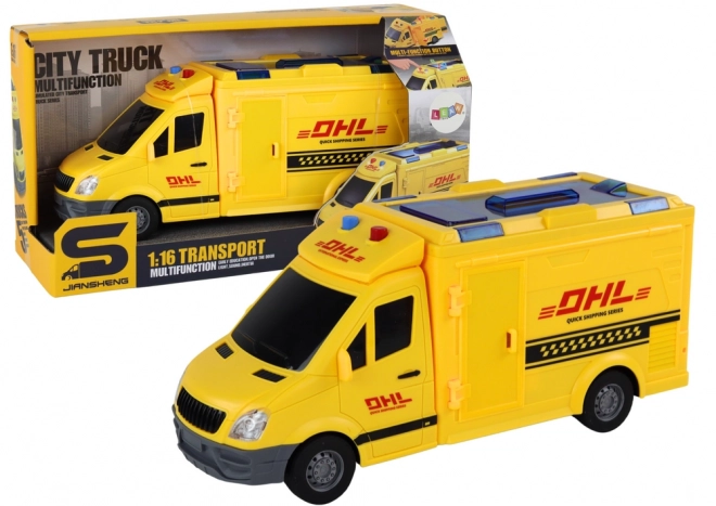 Voiture utilitaire jaune pour enfants avec moteur à friction