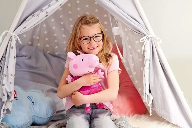 Peppa Pig 2 en 1 peluche doudou, musical + lumineux, rose, 25 cm