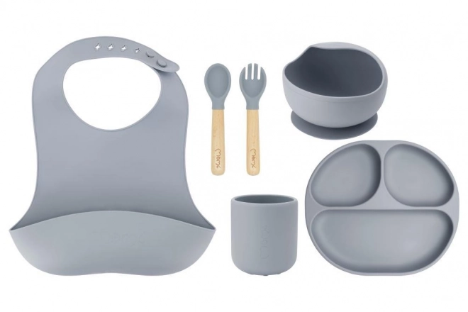 Set de vaisselle en silicone pour enfants MoMi AMI gris
