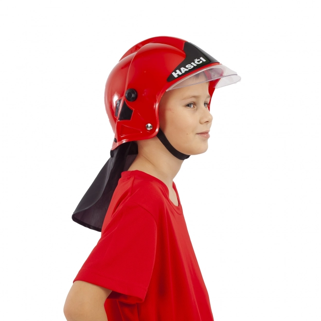 Casque/Chapeau de pompier rouge CZ texte pour enfants